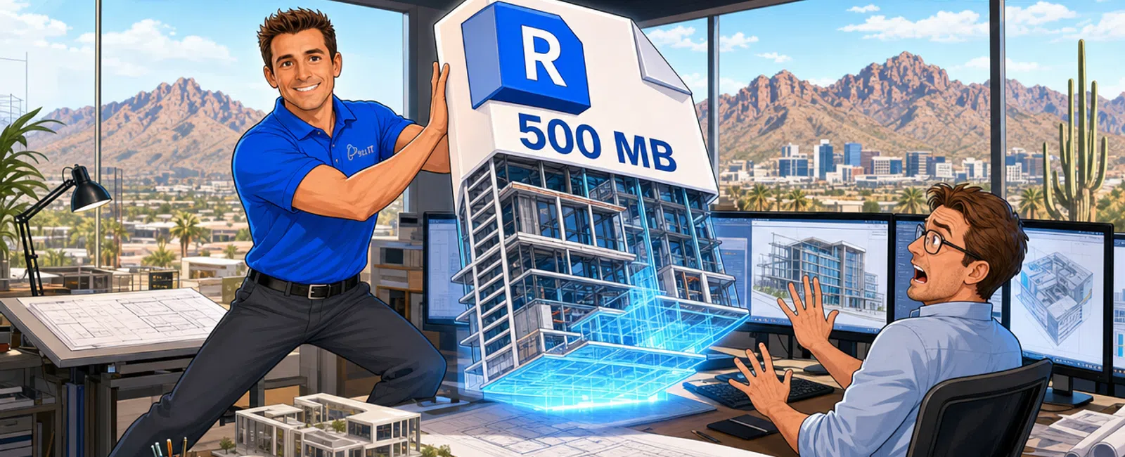 Cartoon: Best Managed IT Services for Architecture Businesses in Phoenix, AZ