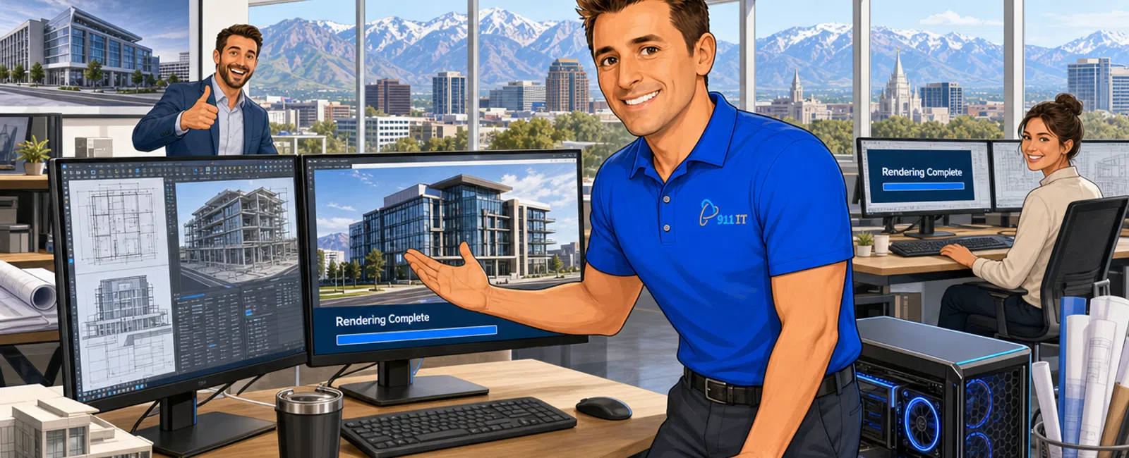 Cartoon: Best Managed IT Services for Architecture Businesses in Salt Lake City, UT