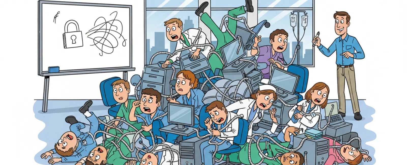 Cartoon: Can you help train our staff on HIPAA-compliant technology practices?