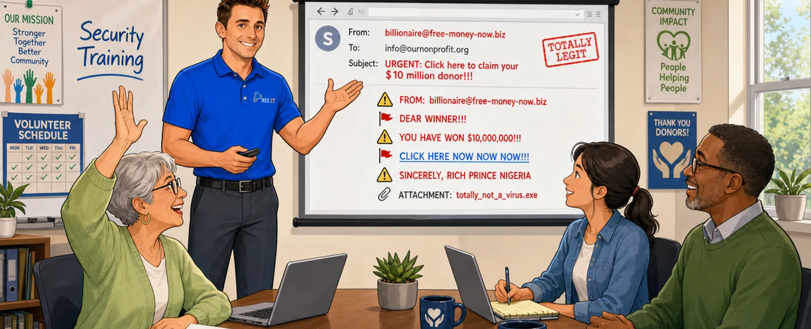 Cartoon: What kind of cybersecurity training do you provide for staff who aren't tech-savvy?