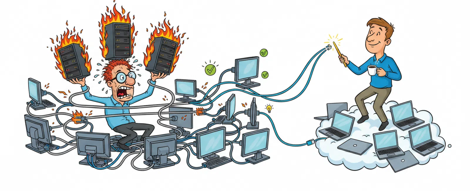 Cartoon: In-House IT vs Managed IT Services for Engineering Firms: Which Is Better?