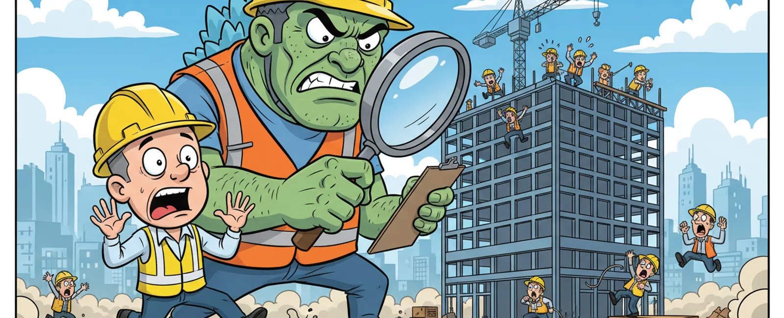 Cartoon: What happens if a construction business fails OSHA data requirements compliance?