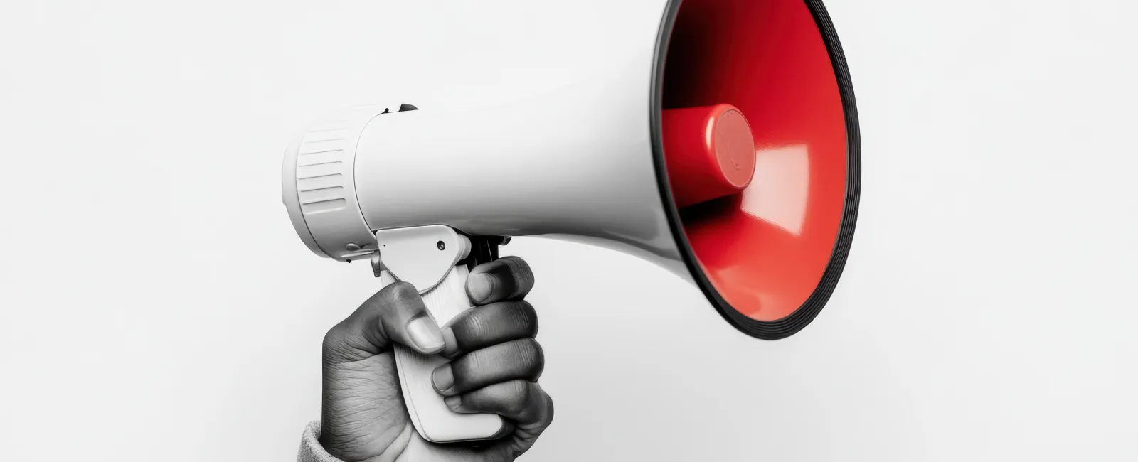 a hand holding a megaphone