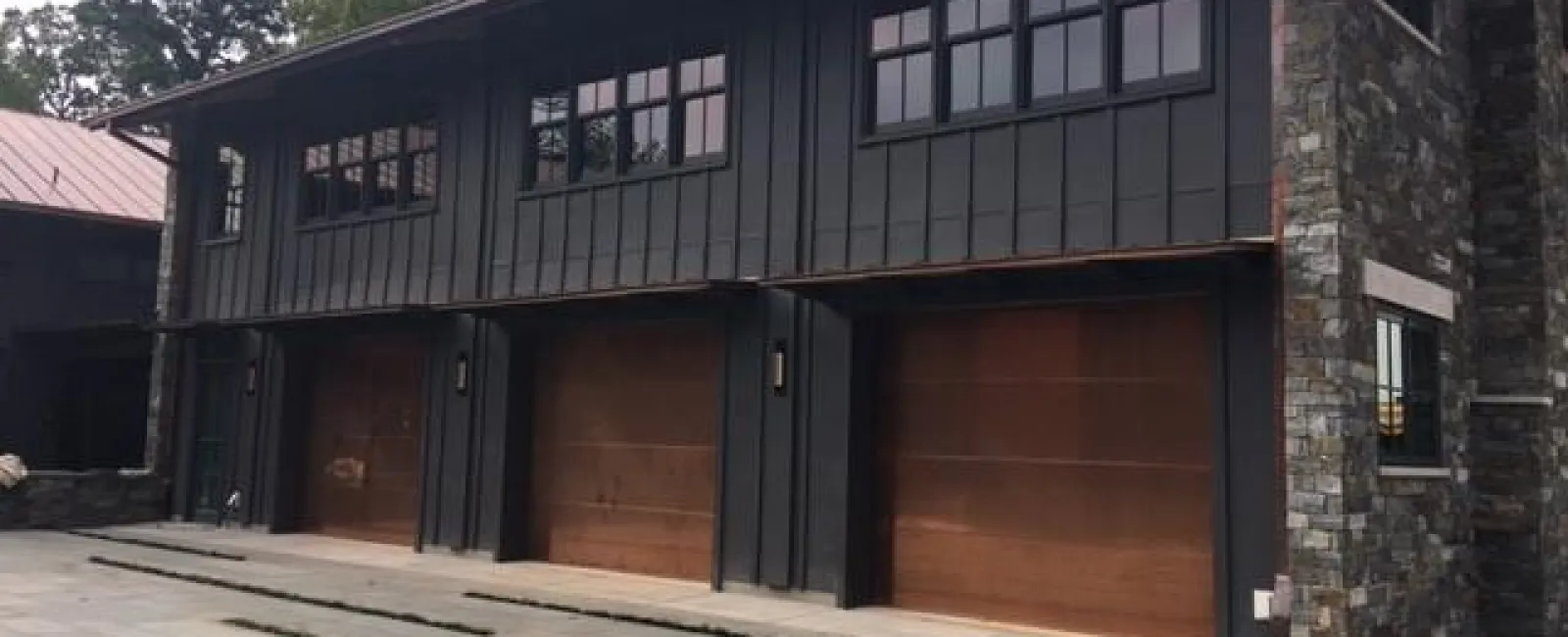 a building with a garage