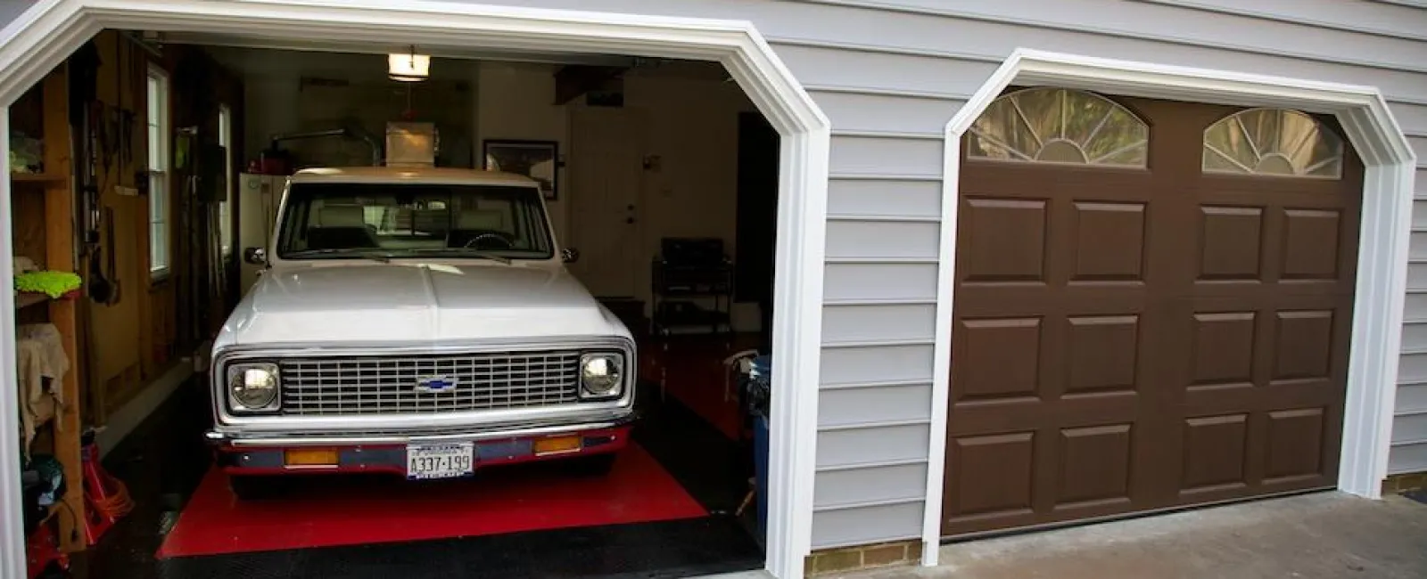 a car in a garage