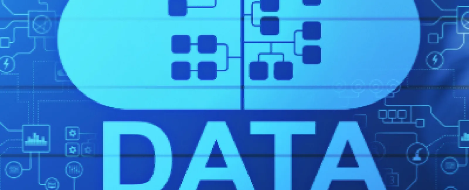 Blue cloud icon with network nodes and the text Data Management on a digital background