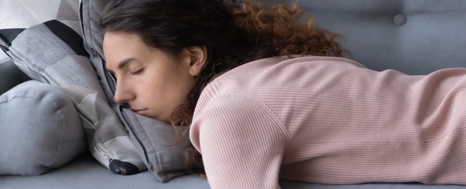 a person lying on a couch