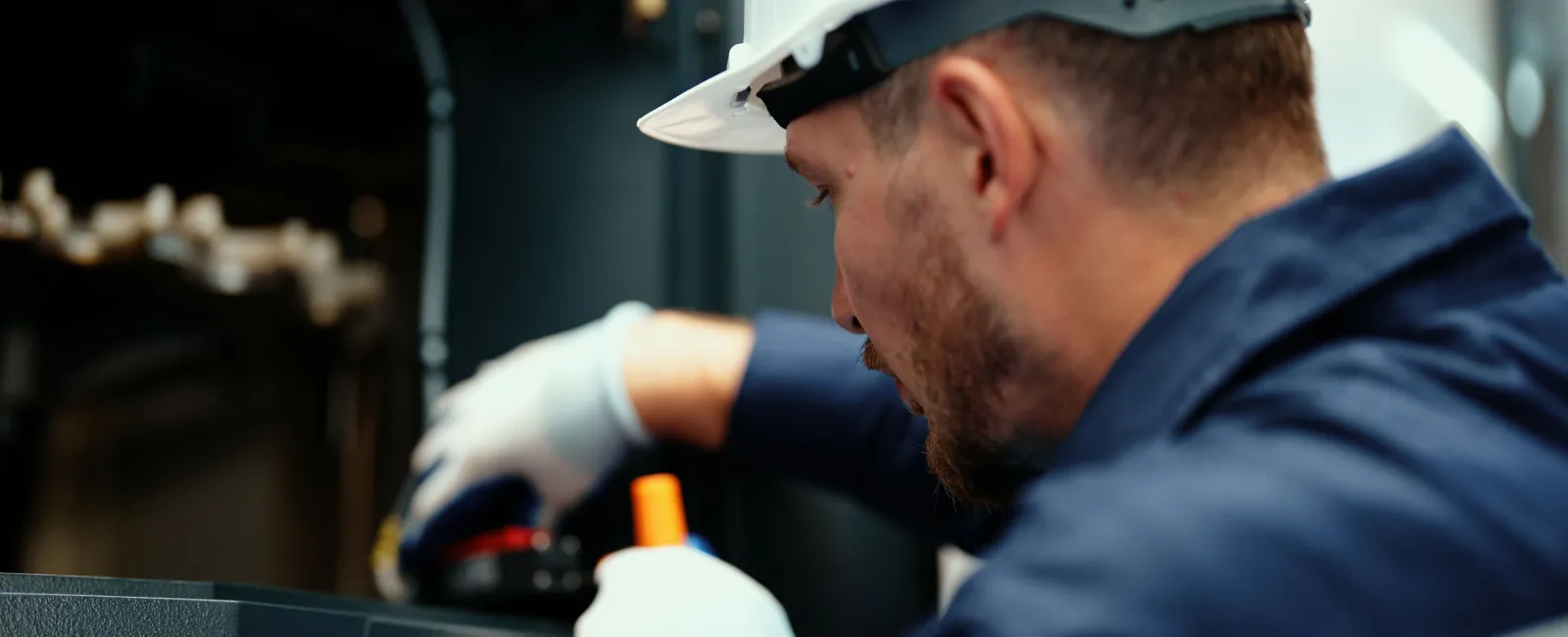 a man wearing a hard hat