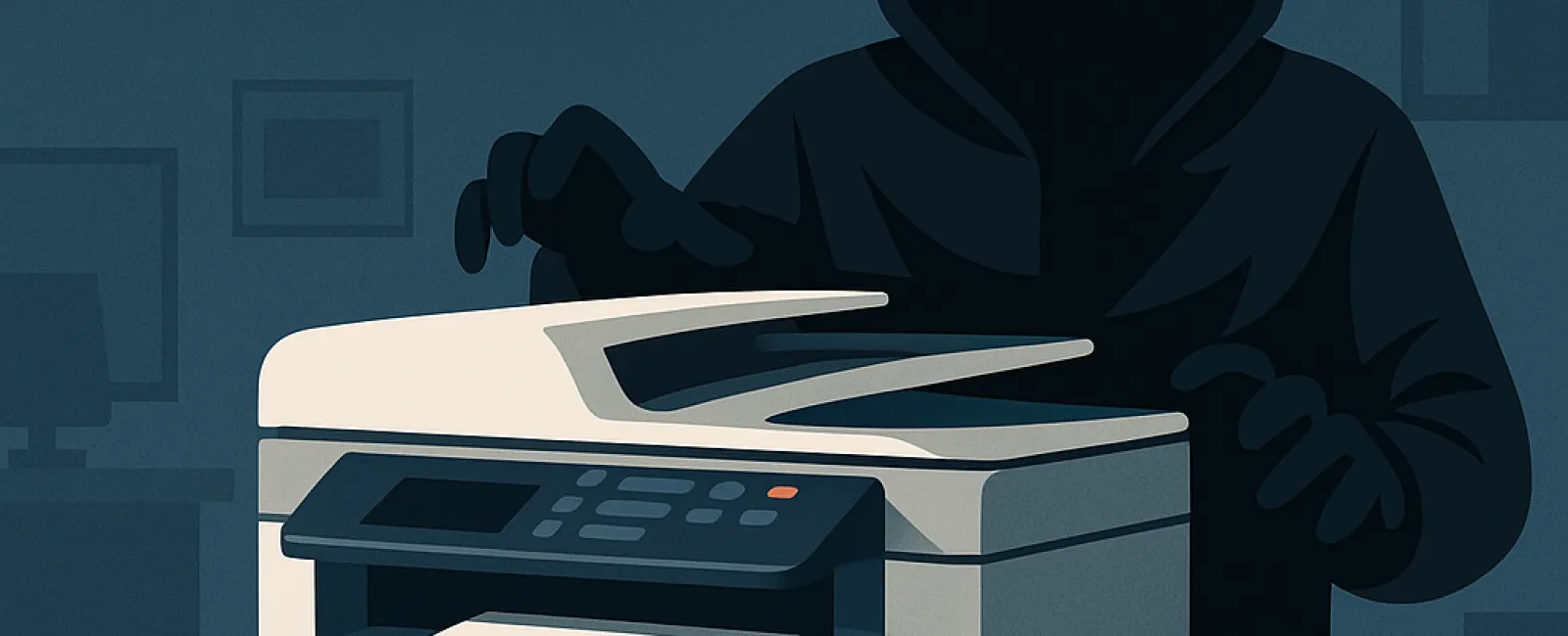 a man in a black mask using a computer