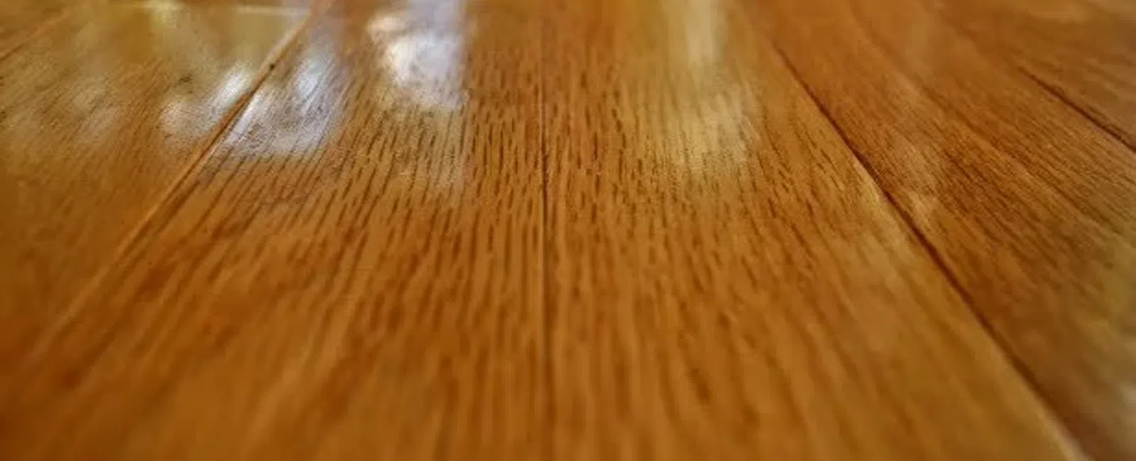 Close-up of shiny polished wooden floorboards with natural grain texture and warm brown tones