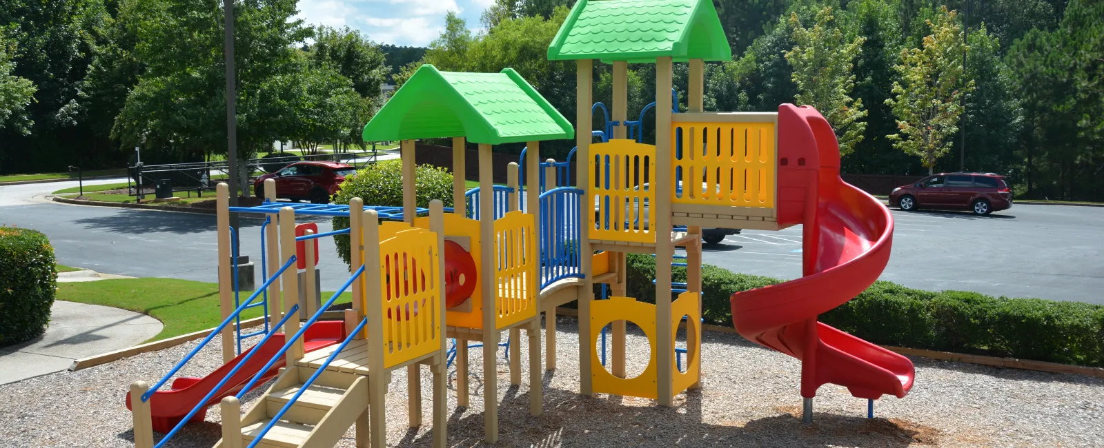 a playground with a slide