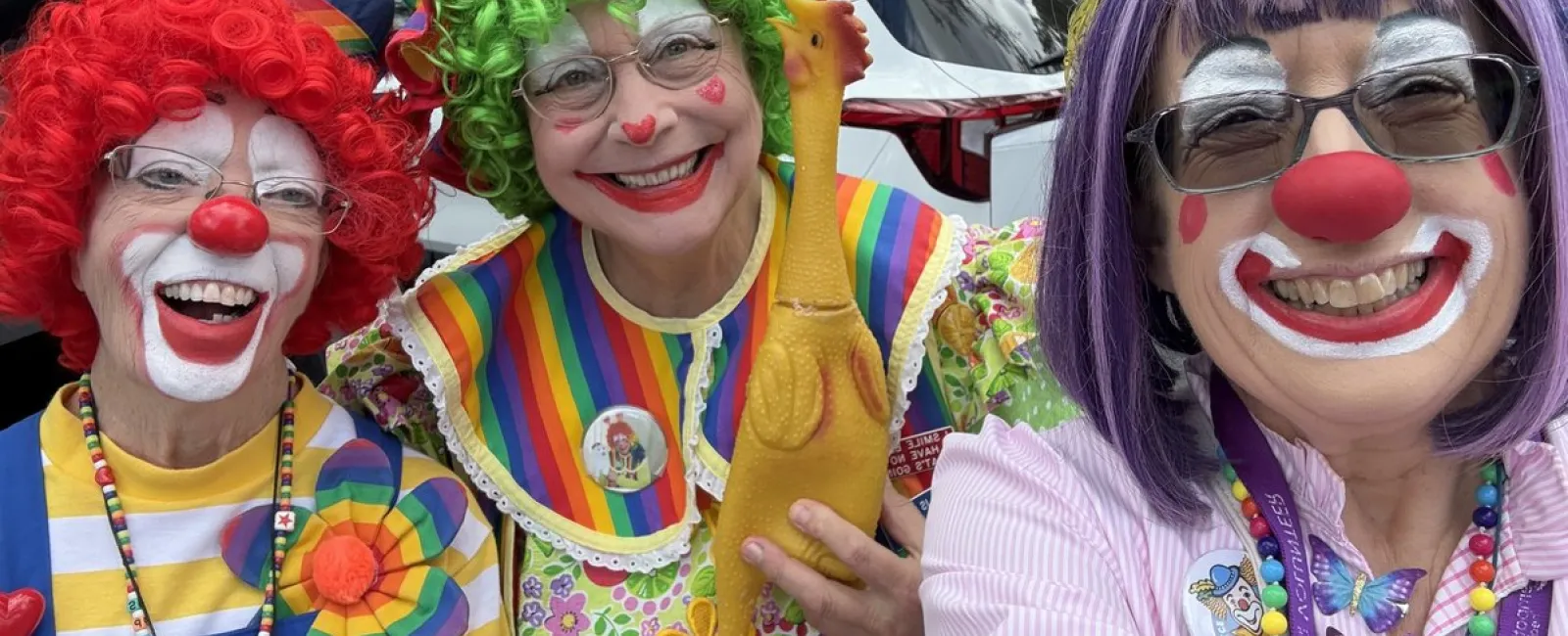 Tidewell Caring Clowns smiling before hospice visit