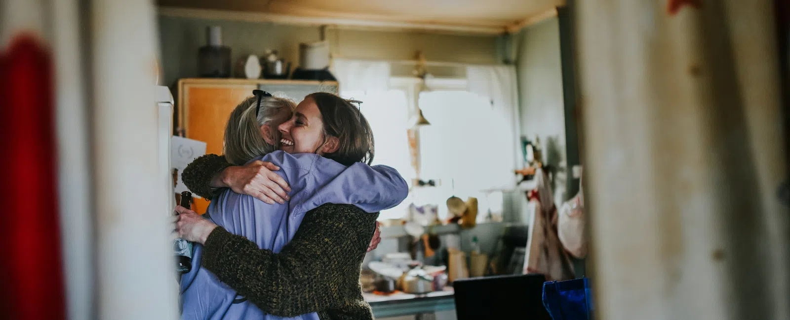 Caregiver visiting family member with dementia