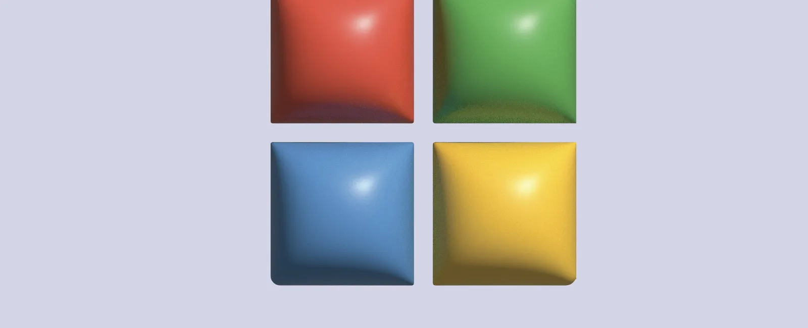 3D blocks in red, green, blue, and yellow arranged in a square pattern with shadow on light background