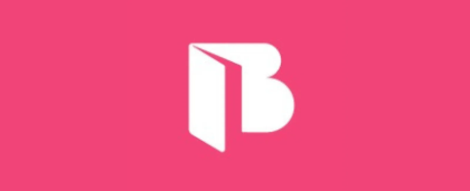 White stylized letter B logo on a pink background centered in the image