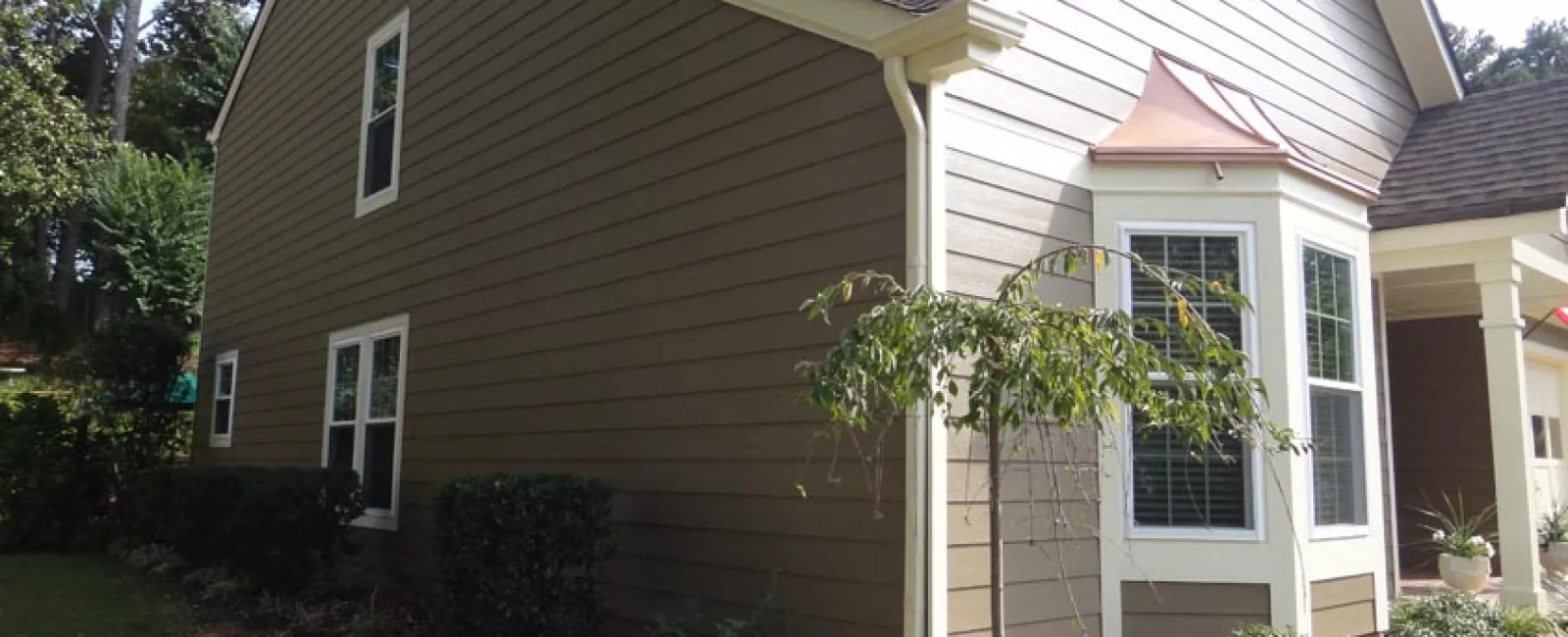 a house with a tree in the front yard