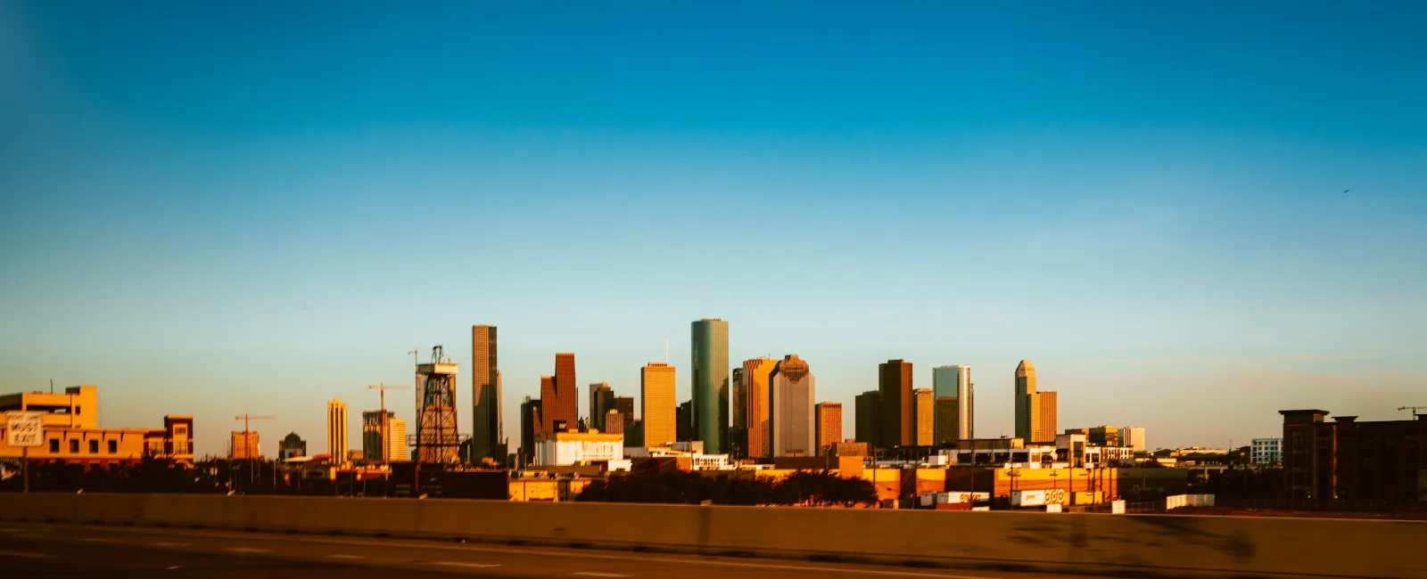 a texas skyline at sunset