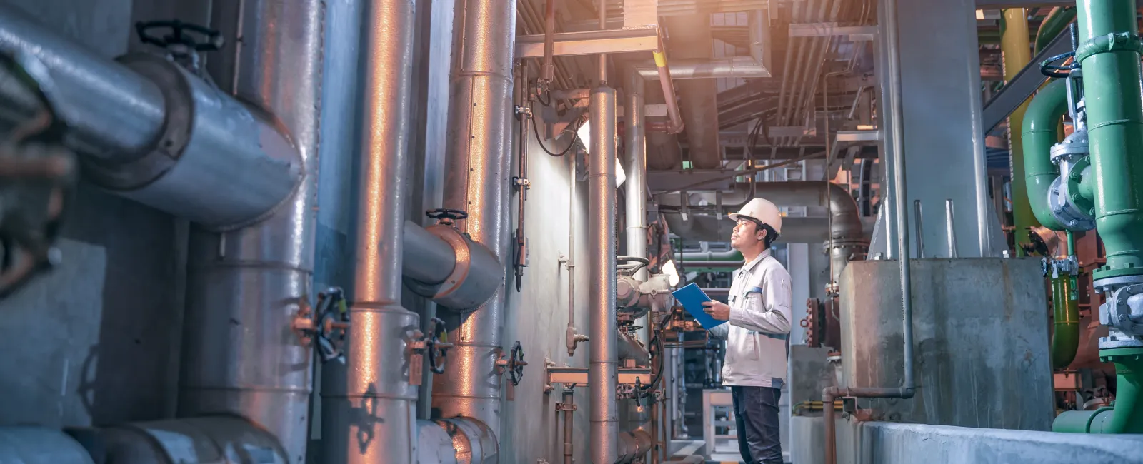 a person standing in a factory