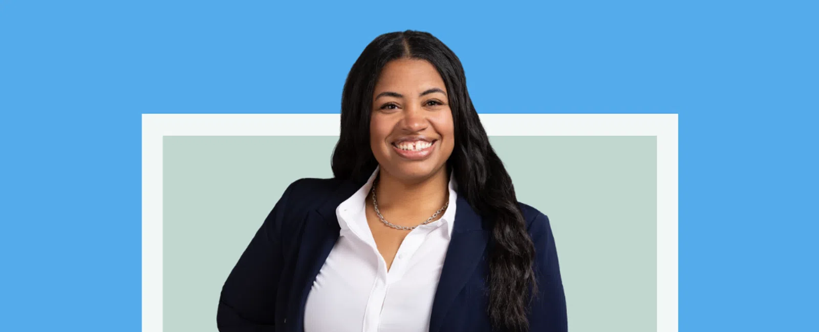 Ashley Steele, Corporate Director of Operations, against a blue background.