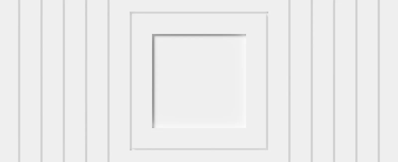 White concentric square frames creating a layered geometric pattern with shadows on a white background