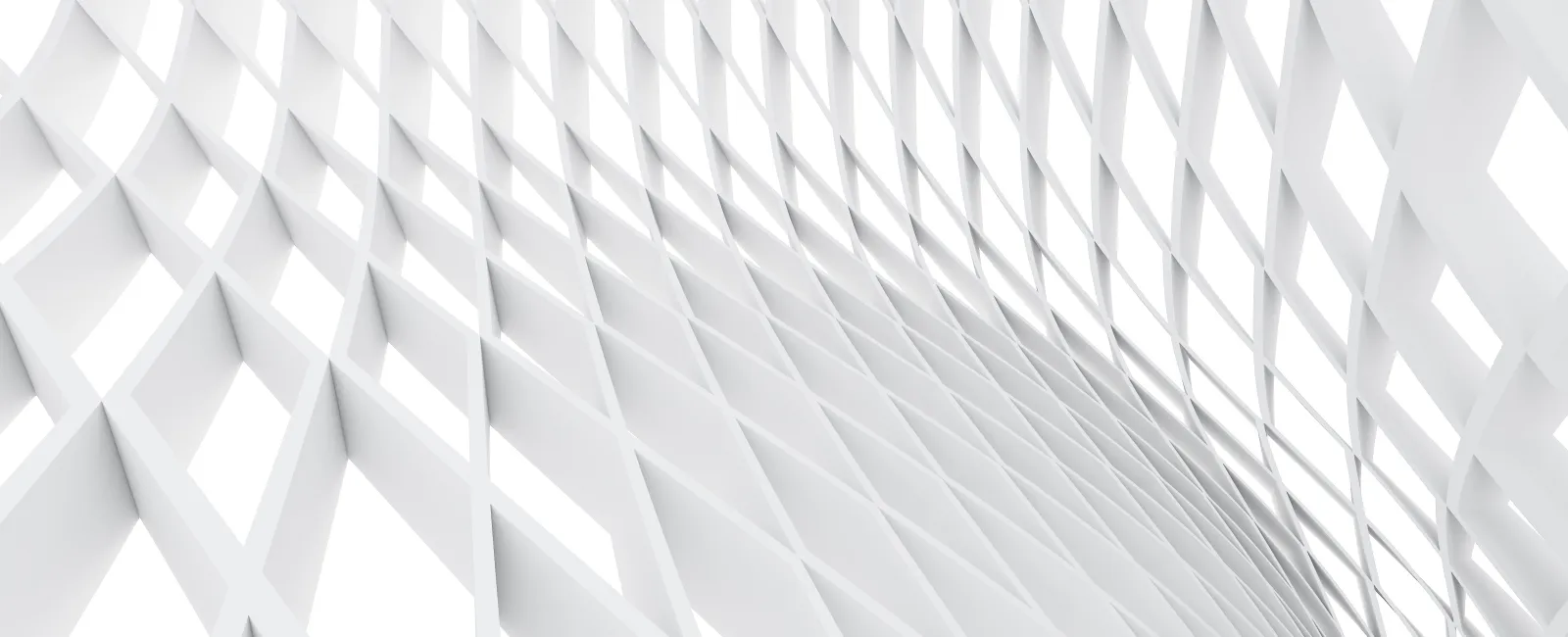 Abstract white geometric pattern with diagonal lines creating a sense of depth and movement.