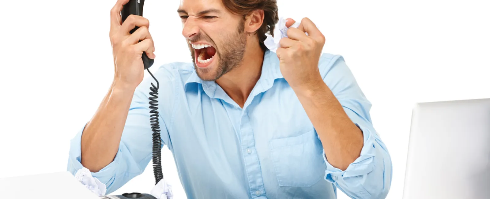 a man angry on the phone