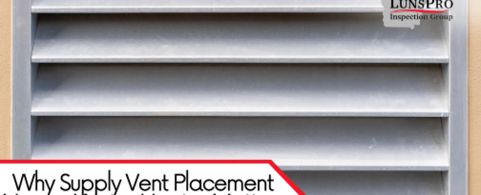 Close-up of a metal supply vent with text about vent placement near water heaters for home safety.
