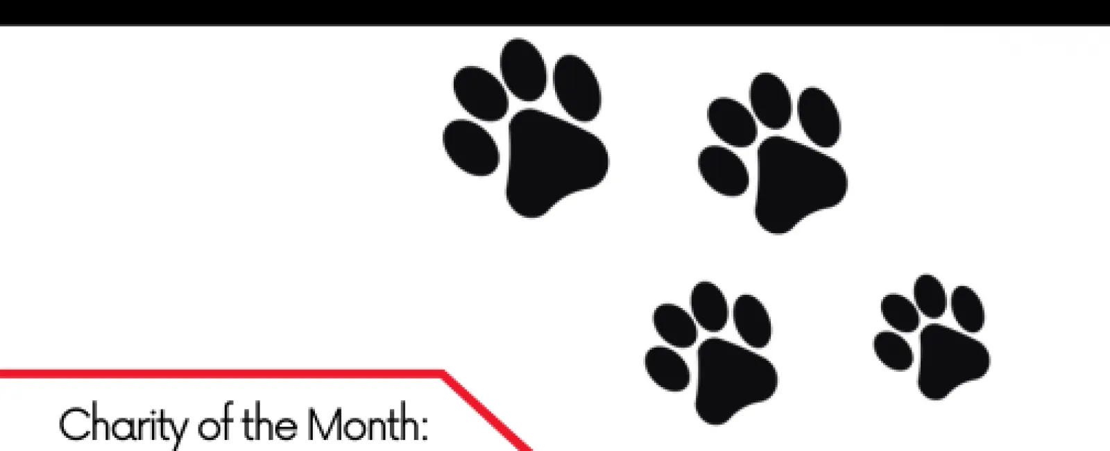 Charity of the Month April 2022 with black paw prints and LunsPro Inspections logo on white background