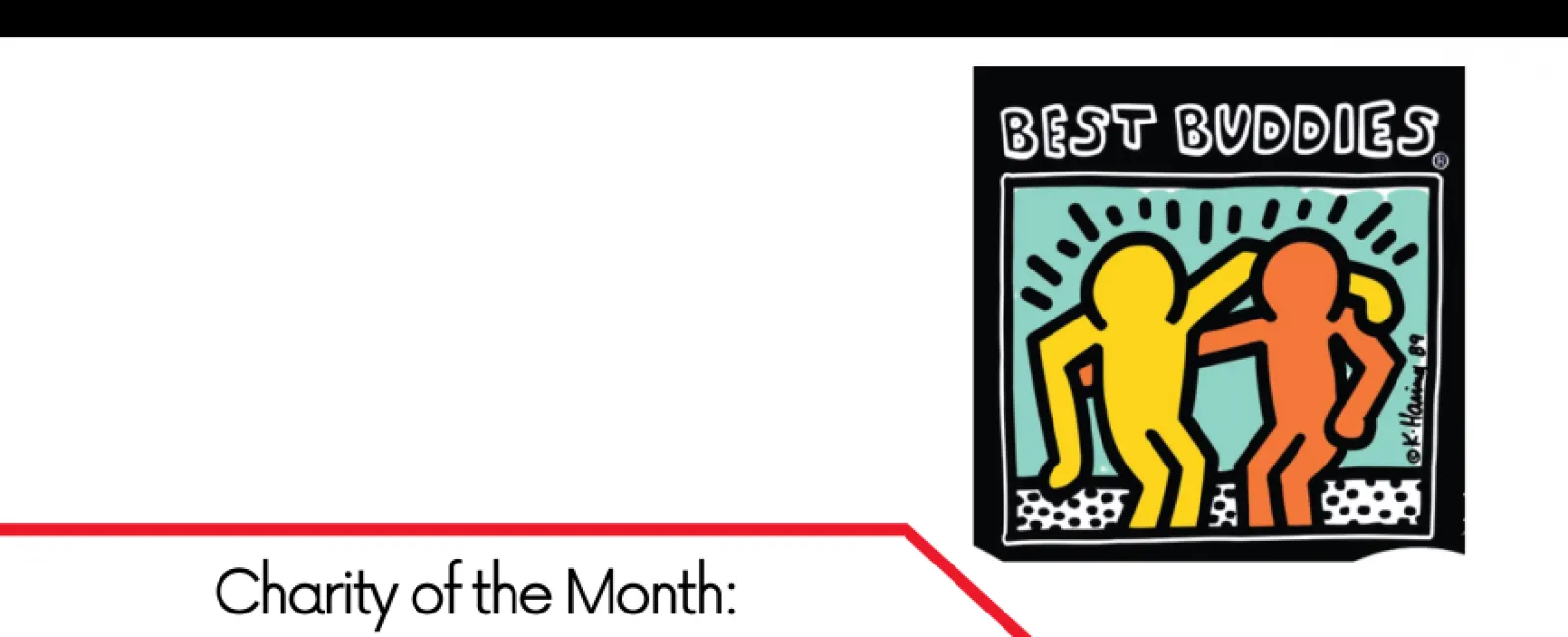 Charity of the Month September 2022 featuring Best Buddies logo with two colorful figures embracing.