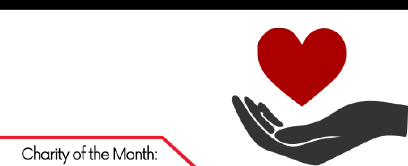 Hand holding a red heart symbol next to text highlighting Charity of the Month July 2023 by LunsPro Inspections.