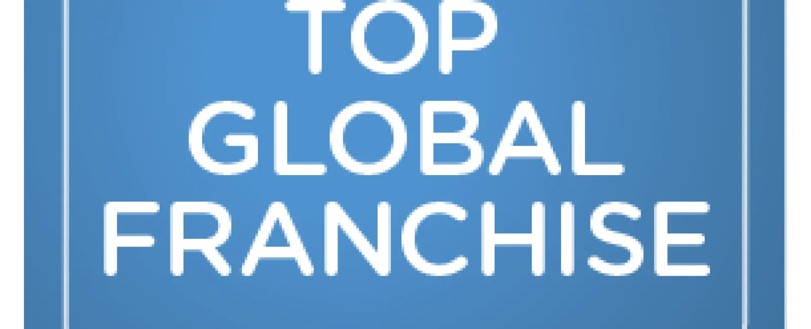 Entrepreneur badge with five blue stars and text announcing top global franchise recognition on blue shield.