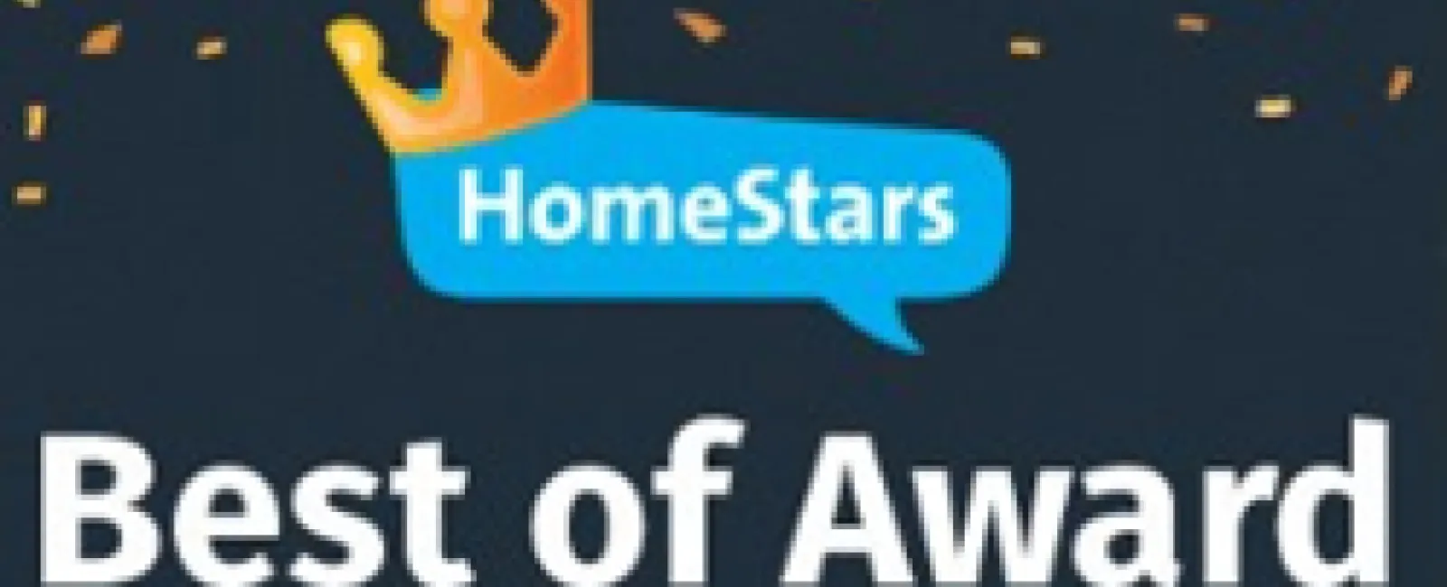 HomeStars Best of Award Winner 2019 logo with gold crown and confetti on dark background