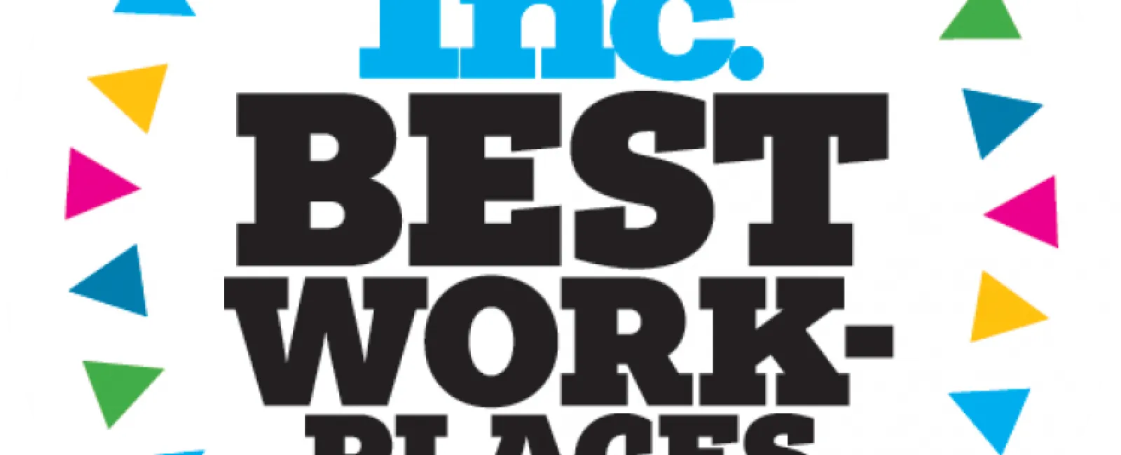 2019 Inc. Best Workplaces award badge with colorful triangular border on white background