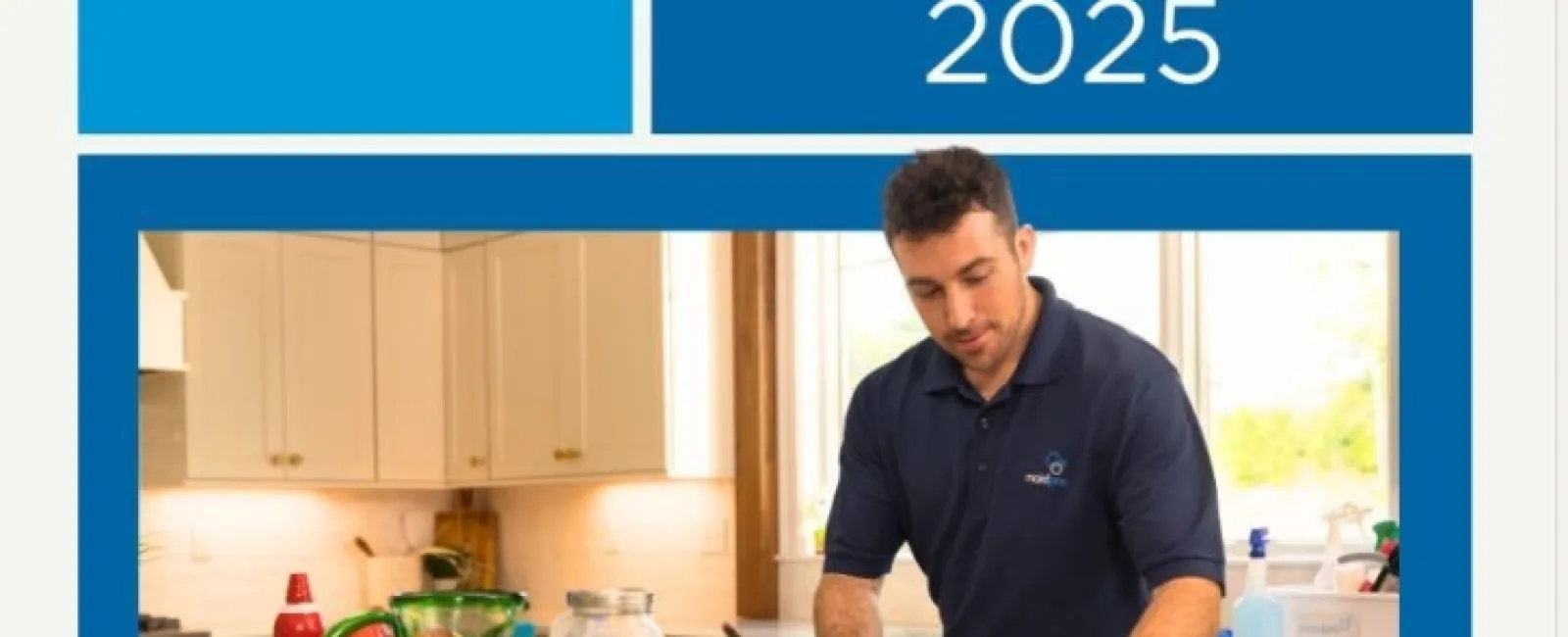 Entrepreneur Top Global Franchise 2025 award banner with man preparing food in kitchen wearing blue gloves.