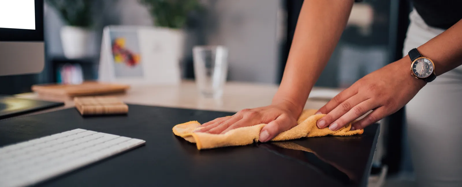 a person holding a cloth