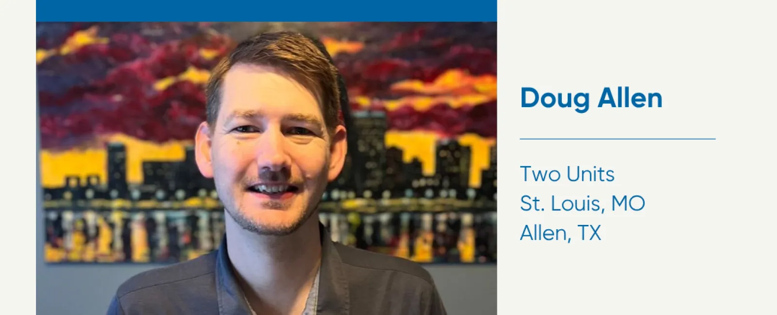MaidPro franchise awarded to Doug Allen for two units in St. Louis, MO, and Allen, TX with cityscape background.