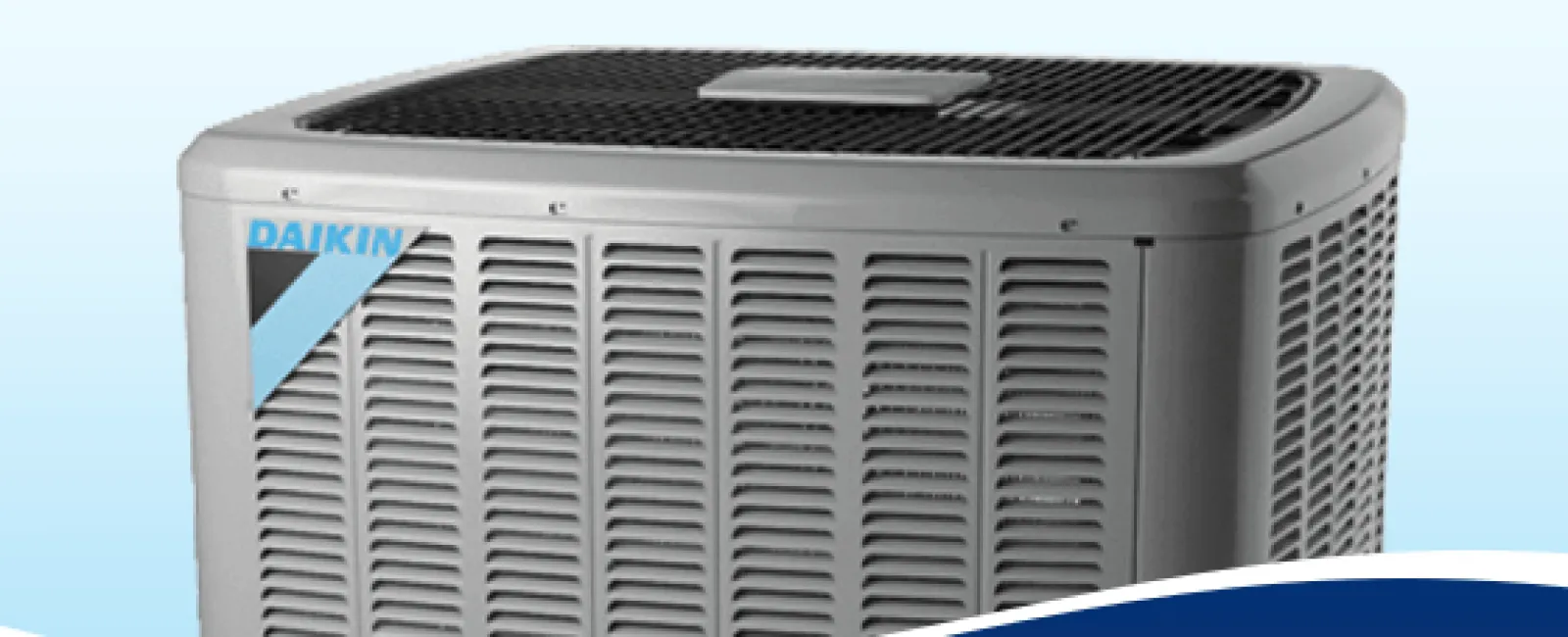 Daikin outdoor air conditioning unit with sleek design and branded logo prominently displayed.