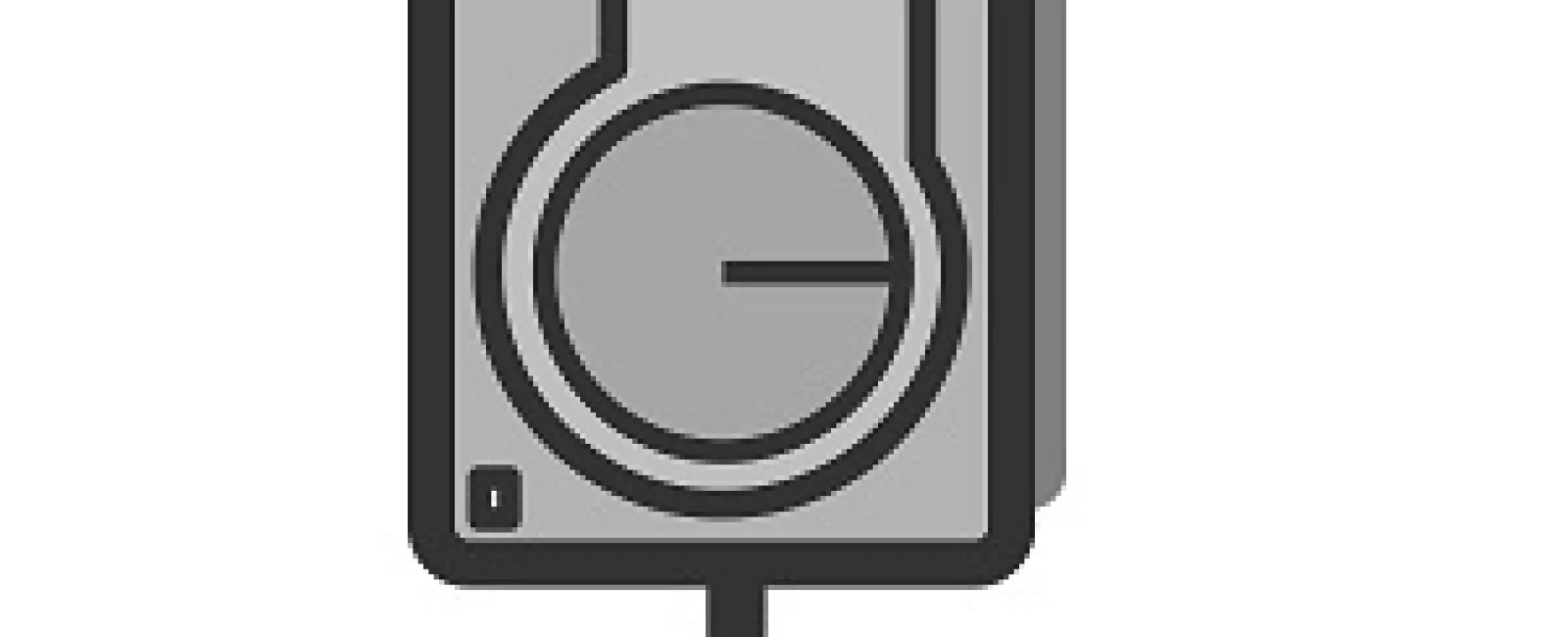 Gray and black hard drive icon connected to a central network node on white background