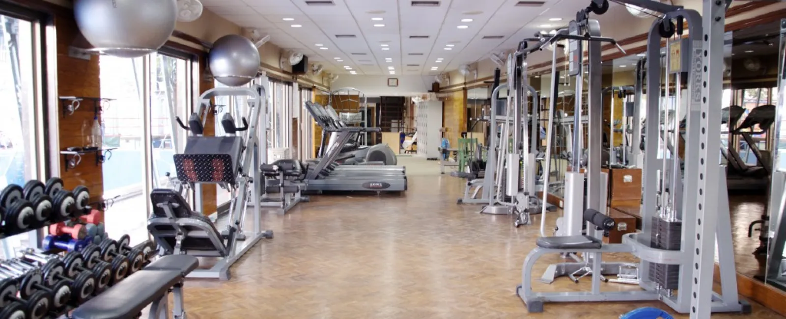 a gym with exercise equipment