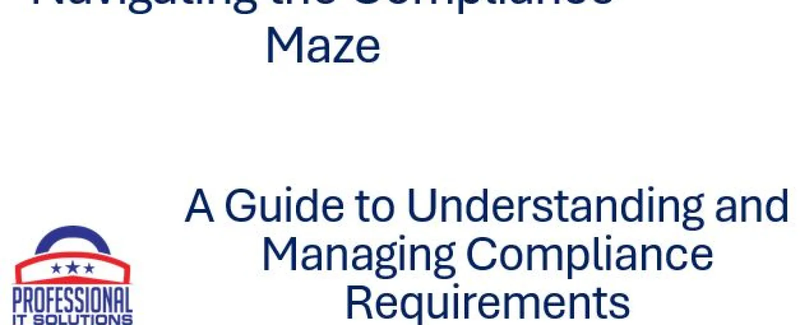 Professional IT Solutions guide titled Navigating the Compliance Maze for managing compliance requirements.
