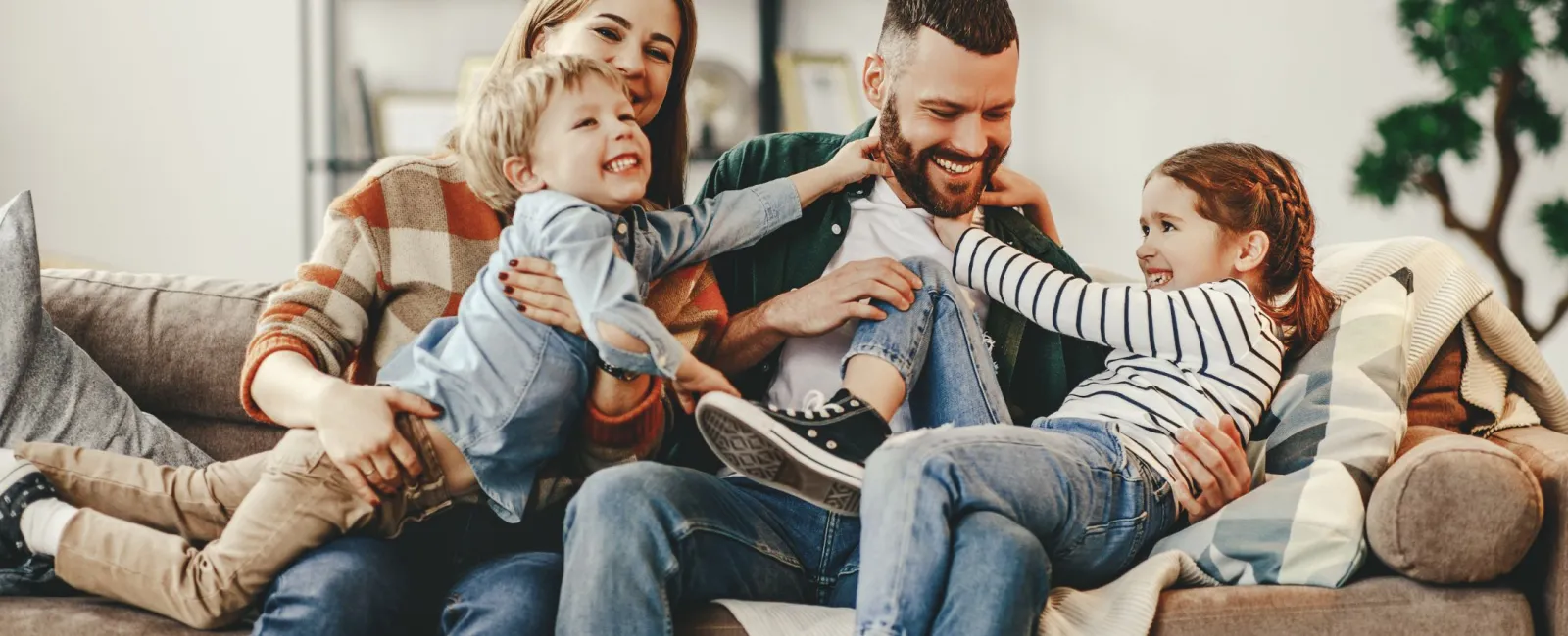 a group of people sitting on a couch