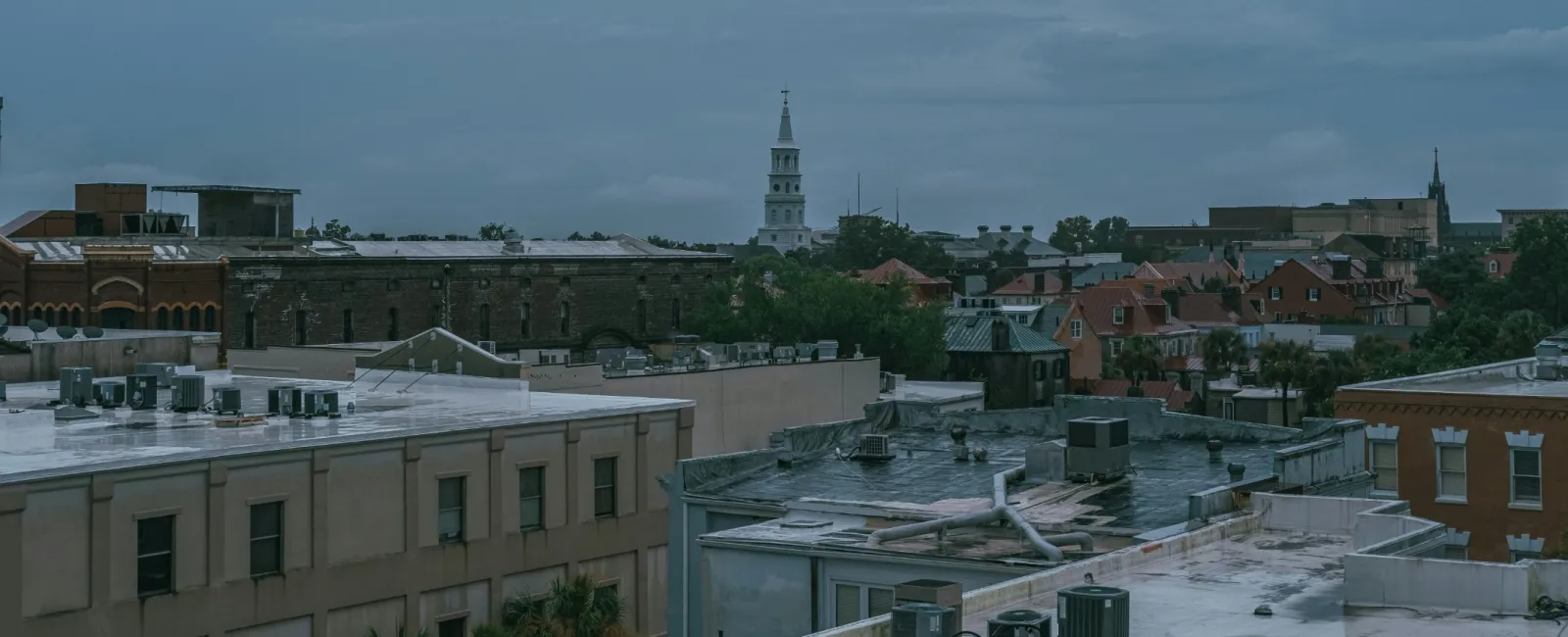 a city with buildings and trees