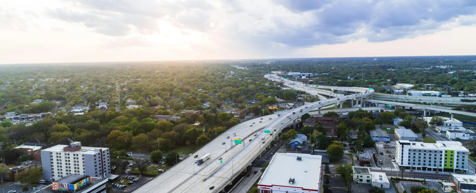 a highway with a bridge over it