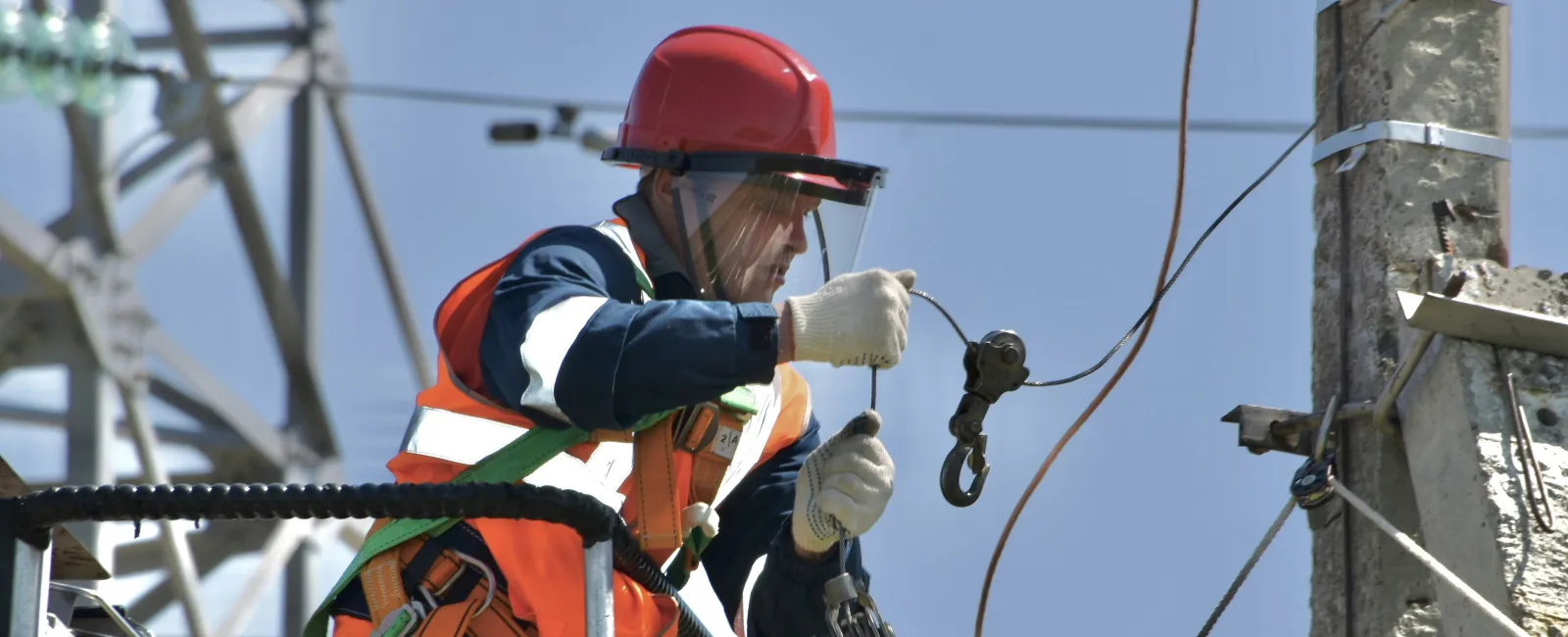 a man on a power line