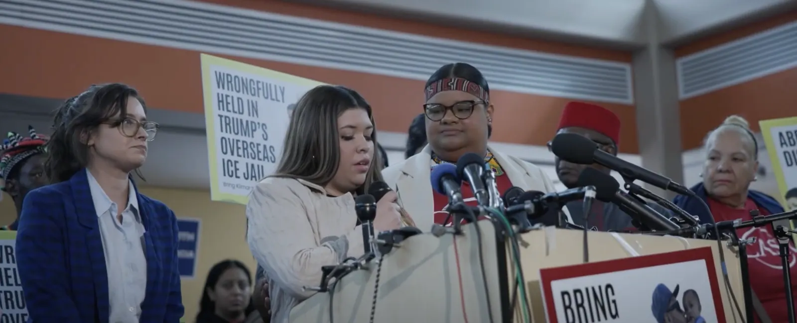 Group of activists at press conference advocating to bring Kilmar home from overseas ICE jail.