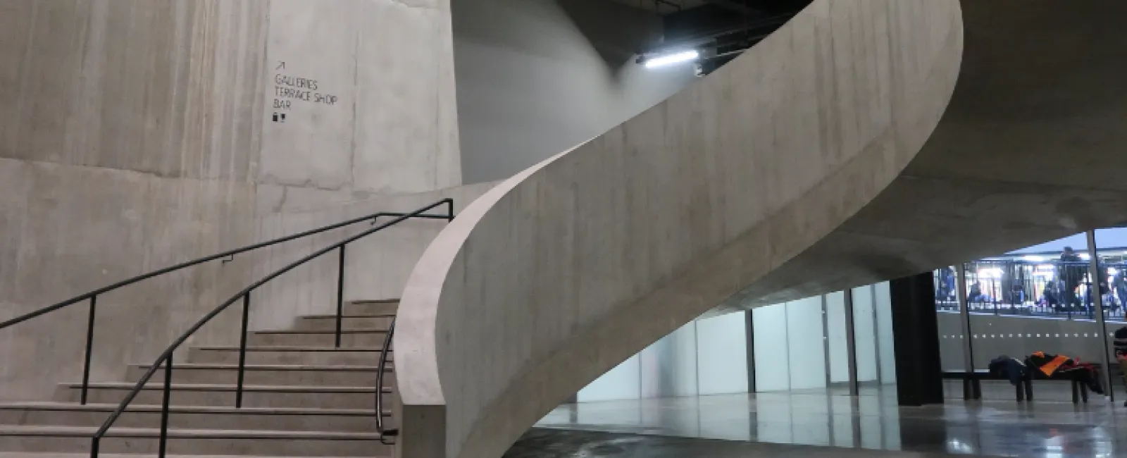 a staircase in a building