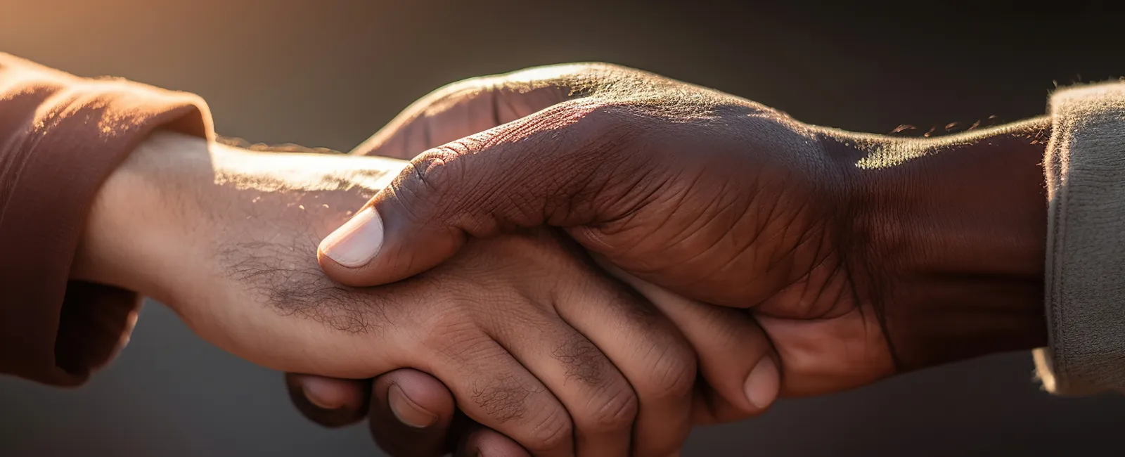 a close-up of hands shaking