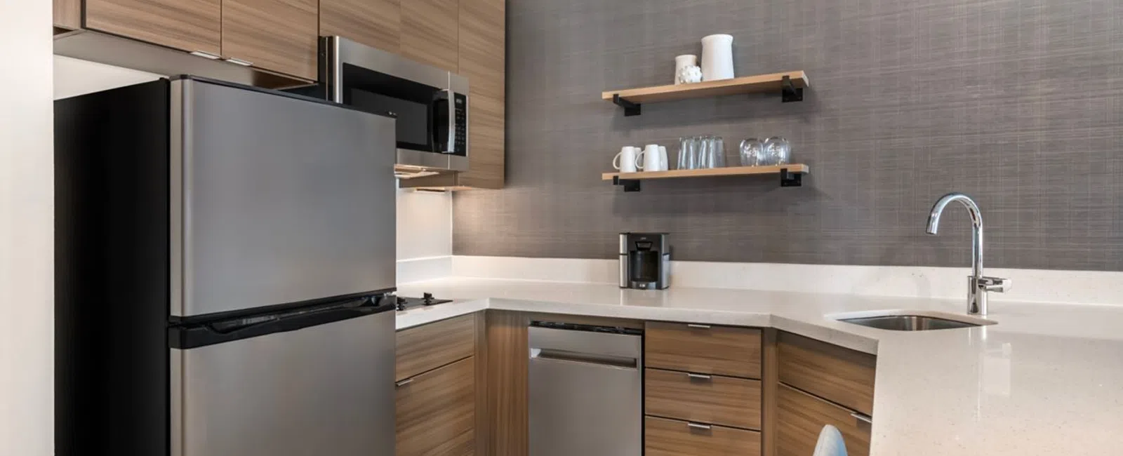 Residence Inn by Marriott Custom Guest Kitchen Cabinetry and Quartz Countertops