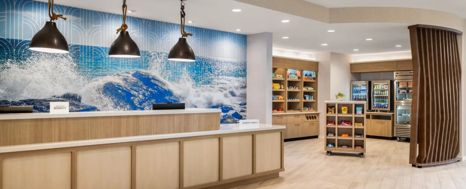 Springhill Suites by Marriott Custom Front Desk and Marketplace Millwork and Quartz