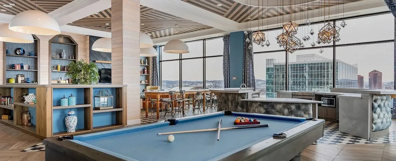 Parisian on Vine Apartments Custom Quartz Counters in Public Area Space